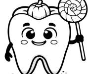 Coloriage Dent sucr&eacute;e mignon de Halloween