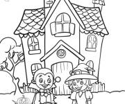 Coloriage Des friandises &agrave; la maison hant&eacute;e