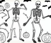Coloriage Deux squelettes en dansant pendant le Halloween