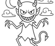 Coloriage Diable de Halloween en maternelle