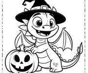 Coloriage Dragon adorable d&rsquo;Halloween