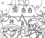 Coloriage Enfant se profitent de la f&ecirc;te de Halloween