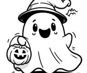 Coloriage Fant&ocirc;me mignon pour Halloween