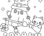 Coloriage Fant&ocirc;me Spooky comme sorciere de Halloween