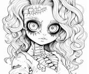 Coloriage Fille maquill&eacute;e pour Halloween pour adulte