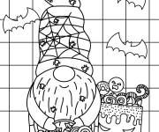 Coloriage Gnome tenant un panier de bonbons