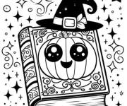 Coloriage Grimoire magique Halloween
