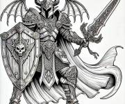 Coloriage Guerrier avec bouclier effrayant pour Halloween