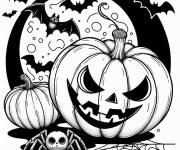 Coloriage Halloween adulte en noir et blanc