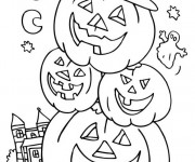 Coloriage et dessins gratuit Halloween Bonhomme de citrouilles à imprimer