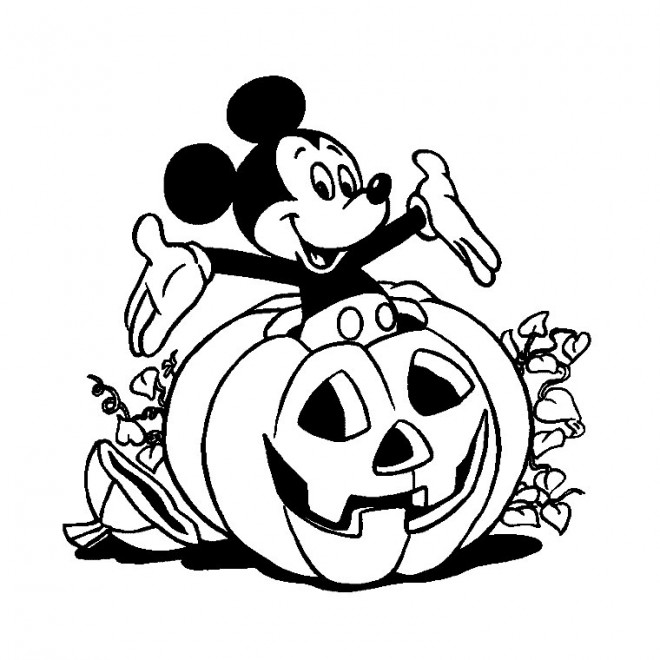 Coloriage Halloween Citrouille Et Mickey Dessin Gratuit à