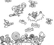Coloriage Halloween f&ecirc;te des bonbons