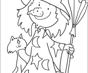 Coloriage et dessins gratuit Halloween sorcière drôle à imprimer