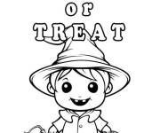 Coloriage Jeune sorcier avec un bonbon ou un sort