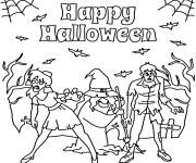 Coloriage Joyeux f&ecirc;te Halloween