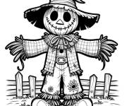 Coloriage L'&eacute;pouvantail amical c&eacute;l&egrave;bre le Halloween