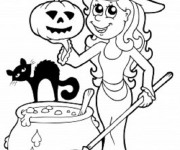 Coloriage La gentille sorcière d'Halloween