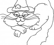 Coloriage Le Chat célèbre l'Halloween