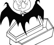 Coloriage Le Comte Dracula sort de sa tombe pendant le Halloween