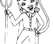 Coloriage Le diable m&eacute;chant tombant en Halloween