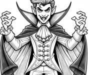 Coloriage Le vampire effrayant pendant le Halloween