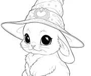 Coloriage Li&egrave;vre en chapeau de sorci&egrave;re