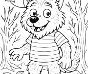 Coloriage Loup garou de Halloween en maternelle