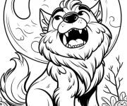 Coloriage Loup-garou sur le th&egrave;me de Halloween