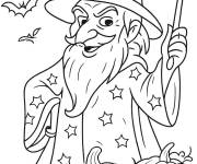 Coloriage Magicien de Halloween en maternelle