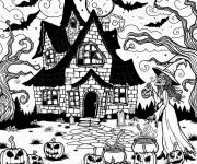 Coloriage Maison effrayant pour la fete des monstres