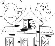 Coloriage Maison hant&eacute;e