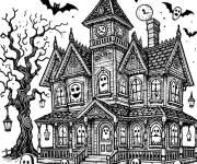 Coloriage Maison hant&eacute;e qui fait peur