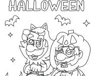 Coloriage Mario et Luigi pour Halloween