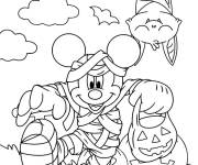 Coloriage Mickey Mouse a choisi le d&eacute;guisement de Momie pour Halloween