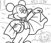 Coloriage Mickey Mouse en Vampire pour Halloween