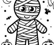 Coloriage Momie f&ecirc;te le Halloween