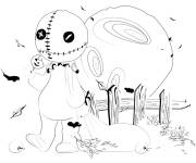Coloriage Monstre et sac de Halloween