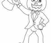 Coloriage Monstre portant le citrouille de Halloween sur la tete