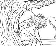 Coloriage Monstre se cache derri&egrave;re un arbre