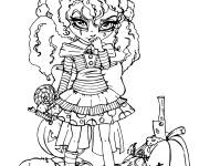 Coloriage Petite fille qui fait peur te regardant