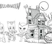 Coloriage PJ Masks et la maison des fant&ocirc;mes
