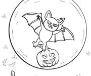 Coloriage Pleine lune avec chauves-souris