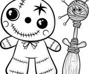Coloriage Poup&eacute;e vaudou pour Halloween
