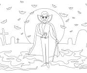 Coloriage Profil de Dracula pour Halloween