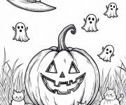 Coloriage Sc&egrave;ne de Halloween en maternelle