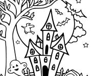 Coloriage Sc&egrave;ne hant&eacute; de Halloween