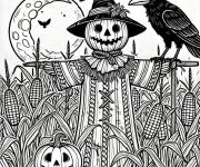Coloriage Sc&egrave;ne qui fait peur pour Halloween