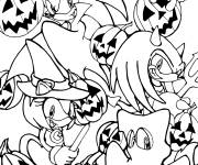 Coloriage Sonic et citrouille de Halloween