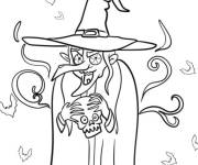 Coloriage Sorci&egrave;re lanceuse de sorts de Halloween