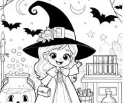Coloriage Sorci&egrave;re mignonne dans son laboratoire
